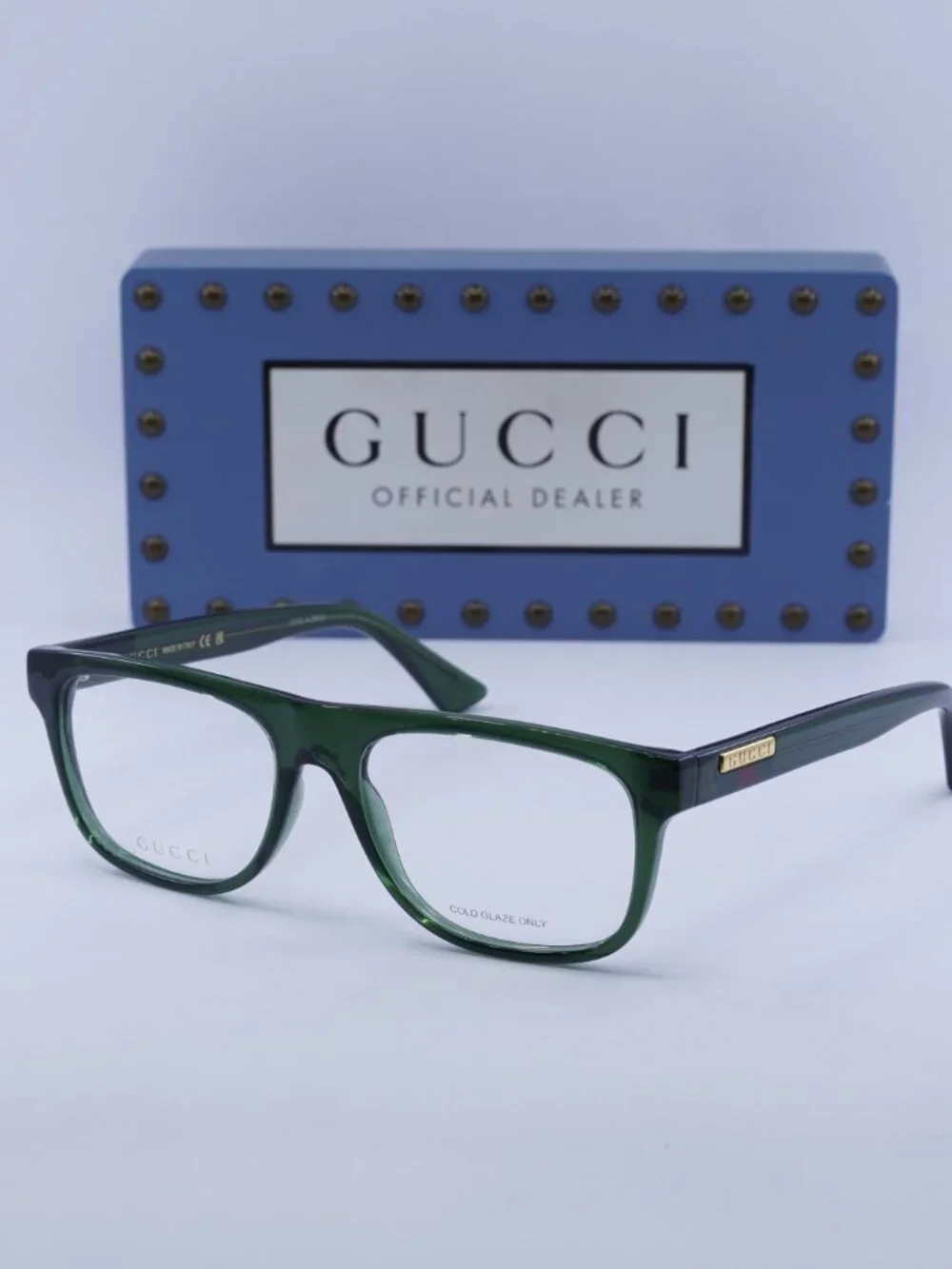 Gucci GG1117O 005 Square Eyeglasses - Transparent Green 56mm